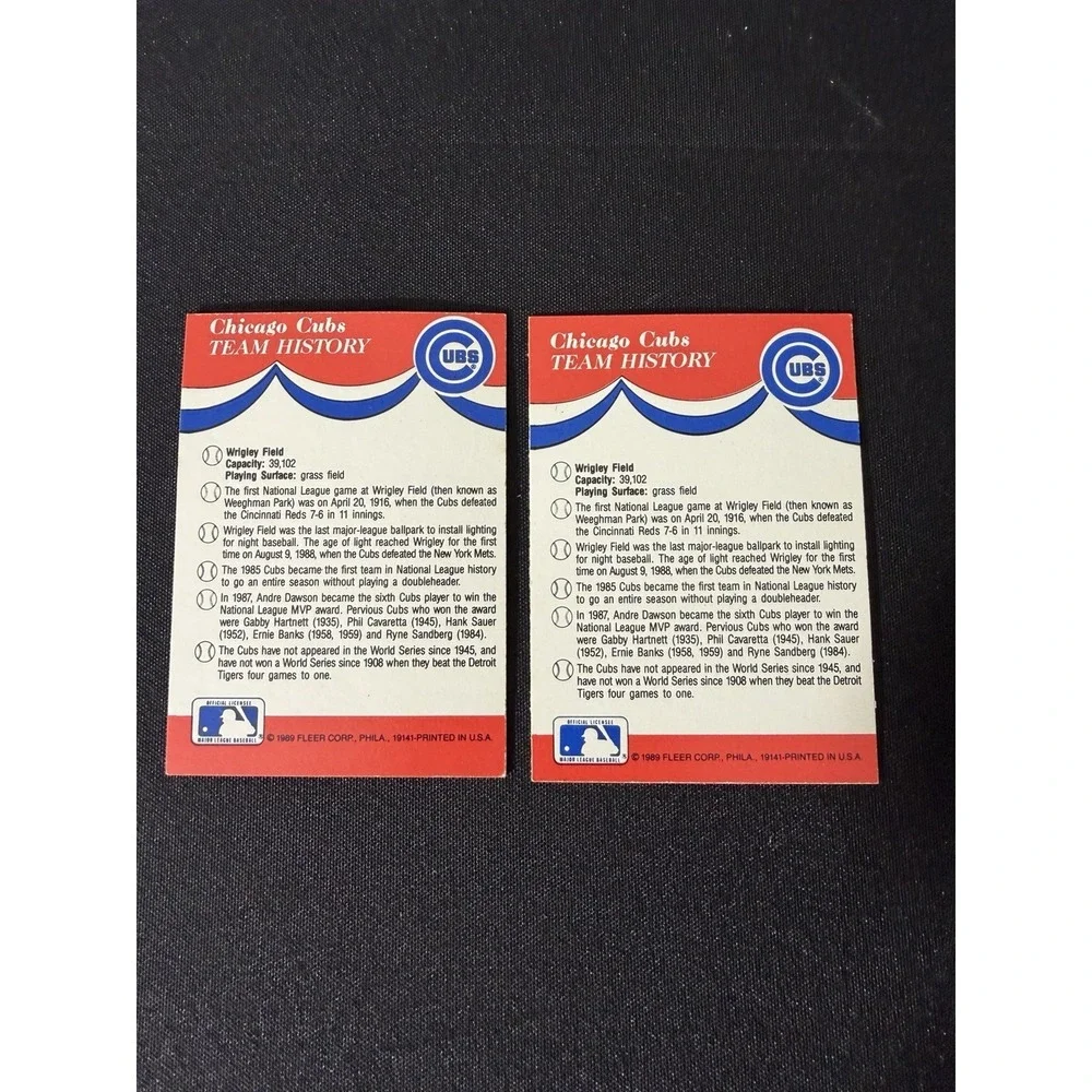 1989 Fleer MLB: Atlanta Braves Chicago Cubs Royals Brewers‎ NNO Team Stickers